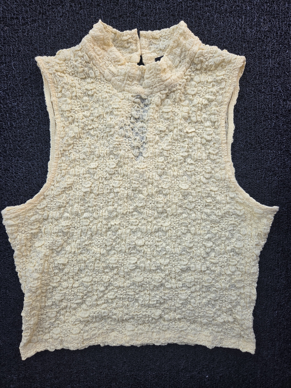 Sleeveless Textured Mock Neck Top - Cream